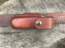 Leather Pocket Knife Horizontal Loop Sheath Handmade Buck 110 Size(Sheath Only)