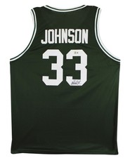 Michigan State Magic Johnson Authentic Signed Green Jersey BAS Witnessed 4