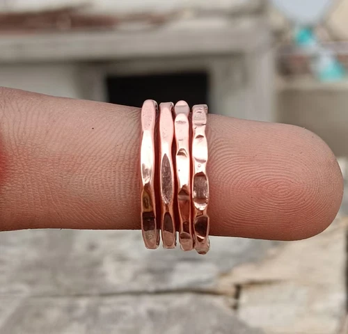 100% Pure Copper Ring, Ser Of 4 Copper Ring, Stacking Ring, Copper  , All Size