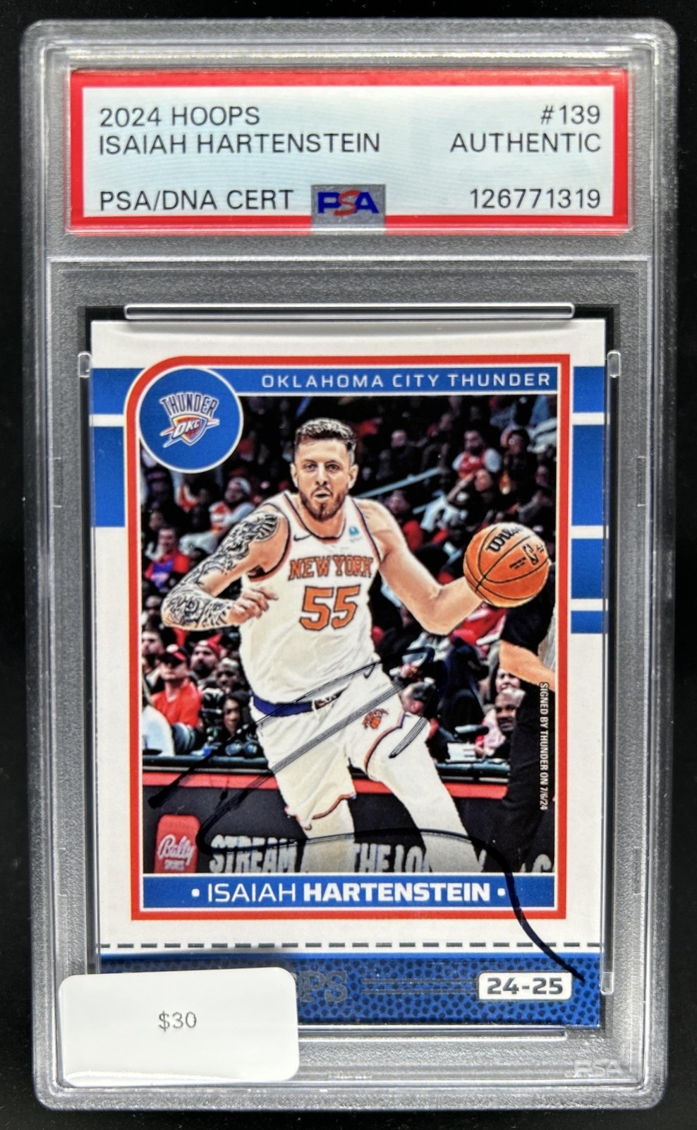2024-25 Panini Hoops Isaiah Hartenstein IP Auto #139 Thunder PSA Authentic view 1