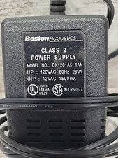 Boston Acoustics Class 2 Power Supply Dk1201A5-1AN 120VAC 60Hz 23VA 12VAC 1500mA