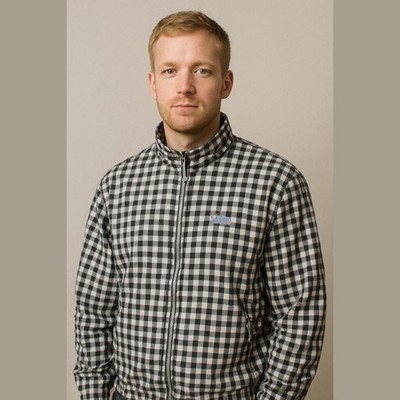 Men's Duckster Jacket Size L Black and White Plaid