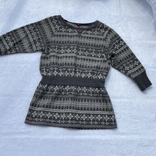 Tea Collections Girls Size 4 Sweatshirt Tunic Grey Nordic Stripe