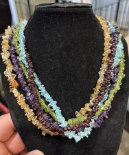 Silpada  Multi Strand Genuine Stone Chunks Necklace 18-20 925