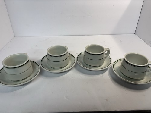 4 Vintage Allegheny/Later Buffalo China Coffee Mug & Saucer Restaurant Ware