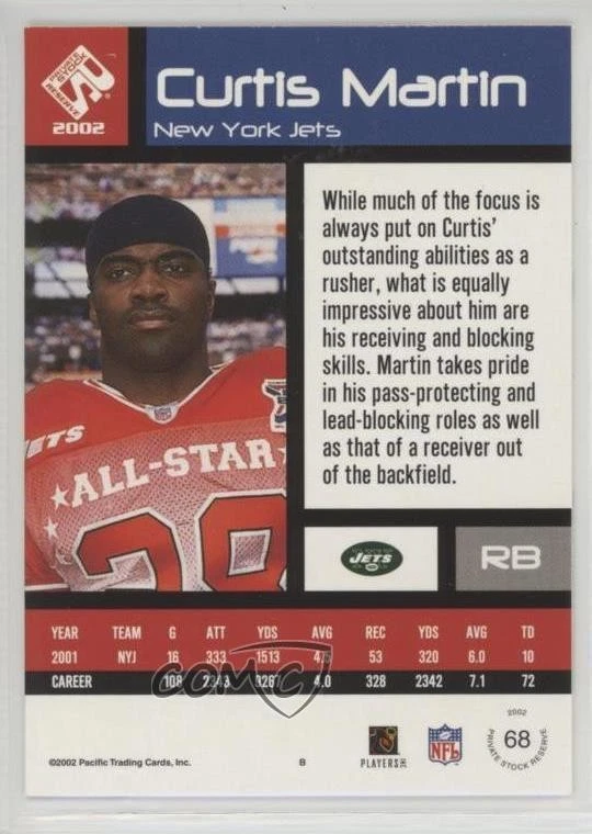 2002 Pacific Private Stock Reserve Curtis Martin #68 HOF - Image 2 of 2