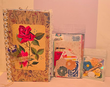 Handmade Floral Junk Journal  Scrapbooking Ephemera Kit Mixed Lot Multicolor
