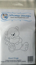HEART HUGS - Teddy Bear - Whimsy Stamps - Crissy Armstrong Collection 90x92mm