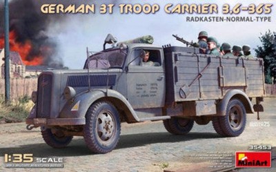 1/35 Miniart GERMAN 3T TROOP CARRIER 3,6-36S RADKASTEN-NORMAL-TYPE Plastic Model