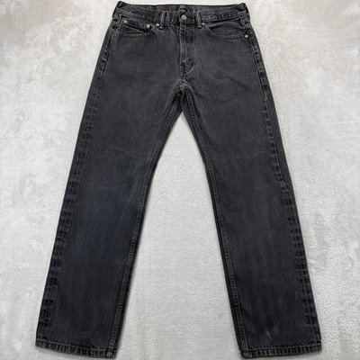 Levi's 505 Jeans Mens 33x32 Black Regular Fit Straight Leg Faded Denim Casual