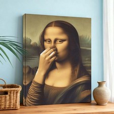 Mona Lisa Funny Bathroom Framed Wall Art Poster Canvas Print Picture
