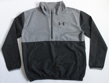 Under Armour Boy L YLG Train To Game Jacket Windbreaker 1/2 Zip Blk/Gray 1299364