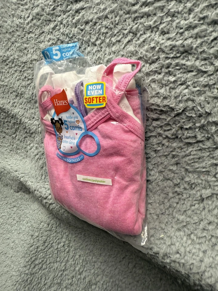 Camiseta sin mangas Hanes Camis para niñas pequeñas 4T-5T paquete de 5 paquetes múltiples nueva Foto 2 de 4