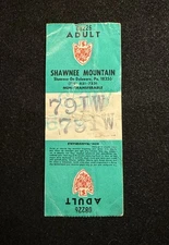 SHAWNEE MOUNTAIN Late 1970’s Ski Lift Ticket PENNSYLVANIA Resort Travel Souvenir