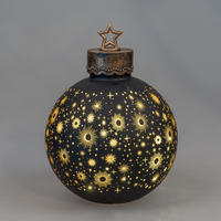 Led Dekoobjekt Kugel Festival Sterne H. 35Cm Schwarz Gold Glas Formano Winter