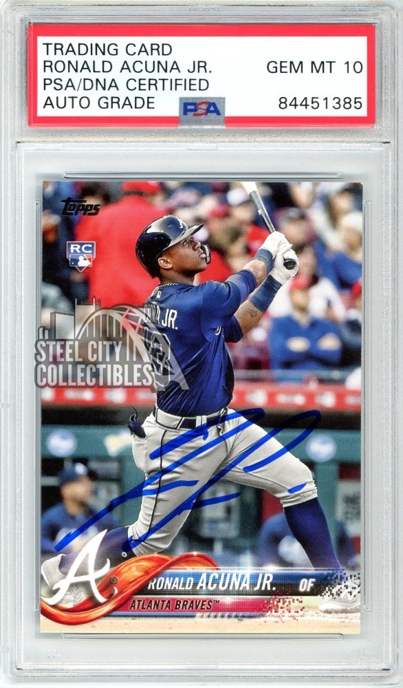 Ronald Acuna Jr 2018 Topps Update Autographed Rookie Card #US250 - PSA/DNA 10