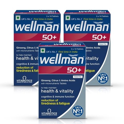 (3 Pack) Wellman 50+ Multivitamin (30 Tabs) Boosts Health,Immune System