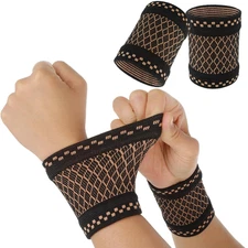 Copper Wrist Compression Sleeves, 1 Pairs Wrist Brace Wrist Support for Weightli
