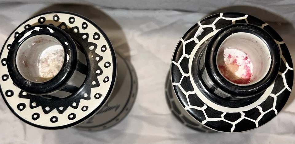 2 candelabros de piedra de jabón Kenia tallados a mano - pintados de cebra y jirafa - marcados Foto 3 de 4