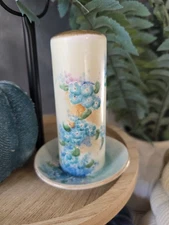 Antique Hair Hat Pin Holder Ring Dish. Victorian. Porcelain. Hand Painted.