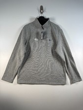 BNWT Izod Mens 1/4 Zip Mockneck Pullover Fleece Sweater Gray Sz Large 23x29