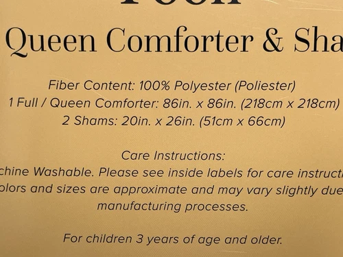 WINNIE The POOH Full/Queen Super Soft Comforter 86" x 86" 2 Shams 20" x 26" NWT - Picture 6 of 7