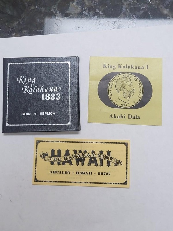 HAWAII MINT King Kalakaua I SILVER restruck 1883 coin Original Holder and COA