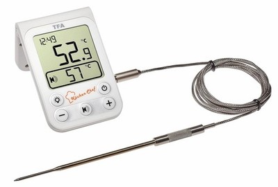 TFA Dostmann Küchen-Chef Digitales Grill-Bratenthermometer Kunststoff, weiß