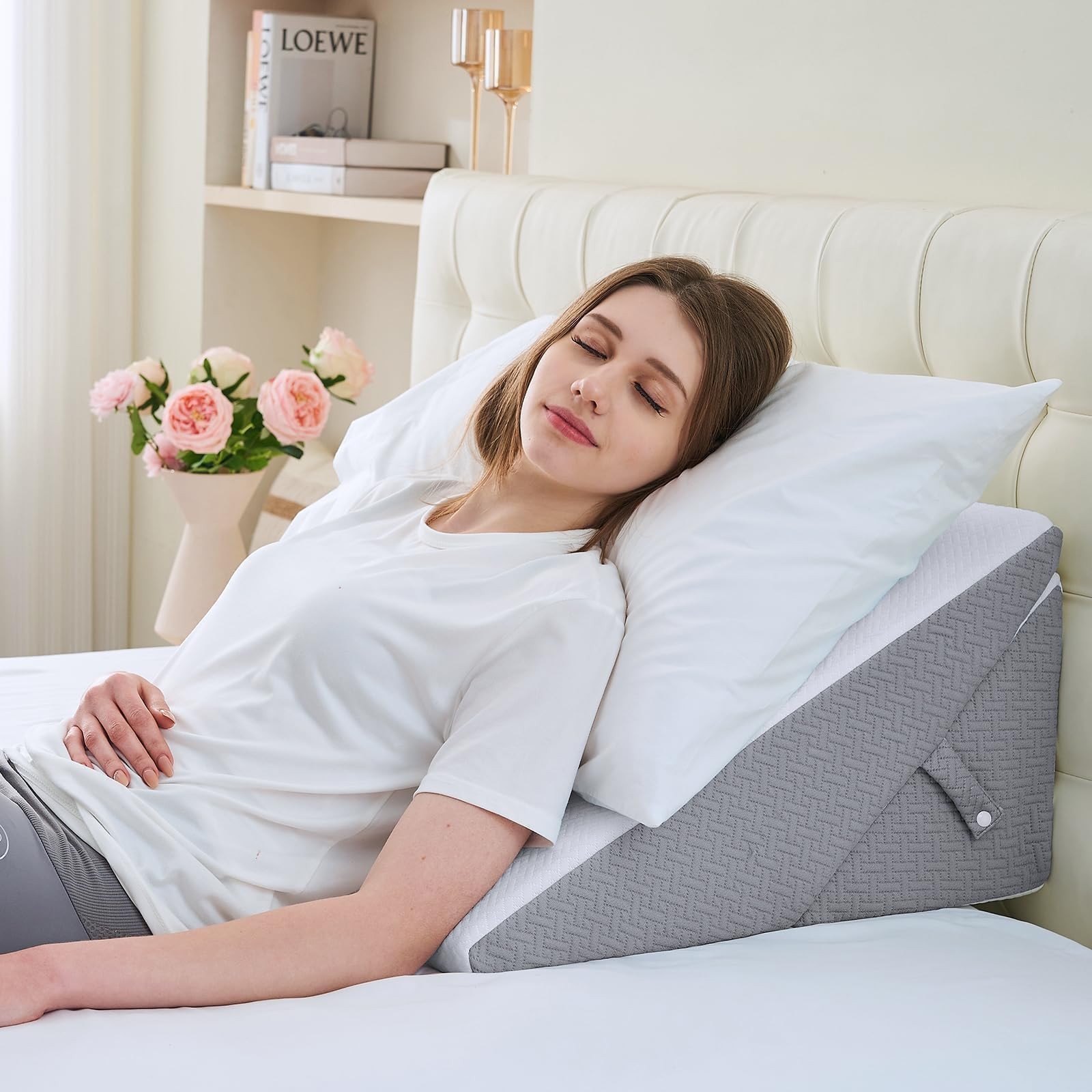 Sasttie Adjustable Wedge Pillow for Post-Surgery Headboard Support-image