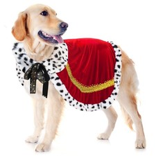 Pet  King Cloak Christmas Dog Costumes Lux Fur Red Royal Cape Cat Large,