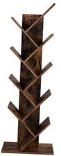 Tree Bookshelf, 8-Tier Floor Standing Bookcase, with Wooden Rustic Brown