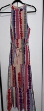THML Halter Maxi Dress Tie Dye Striped Multicolor Tiered Belt Boho Medium