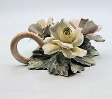 Vintage Italian Ceramic Rose Floral Arrangement By CAM Mollica