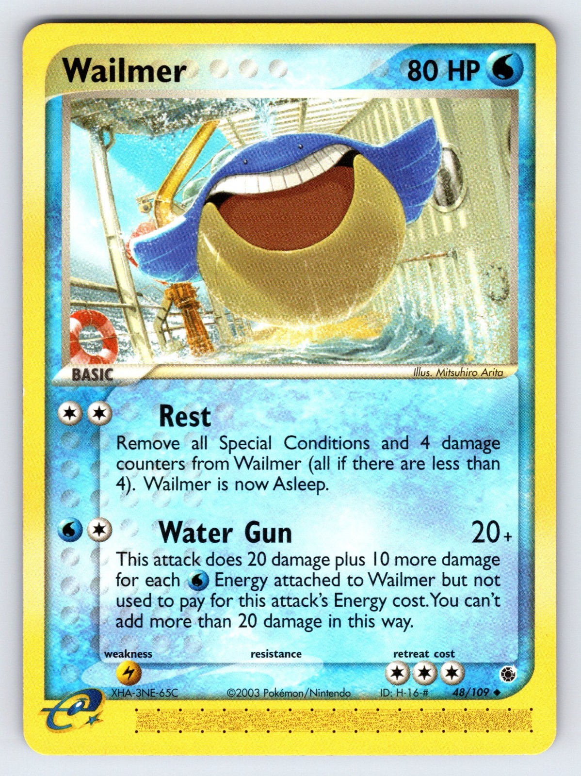Wailmer 48/109 EX Ruby & Sapphire Pokemon Card e-Series Arita Uncommon - Nm/Vlp