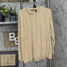 h By Halston Long Sleeve Crew Neck Long Sleeve Shirt Heather Camel Brown XL