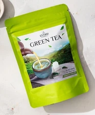 Natural Green Tea Leaves, 1.76oz Assam Tea Flavor, 25 Bags, Hot Cold Brew Loose