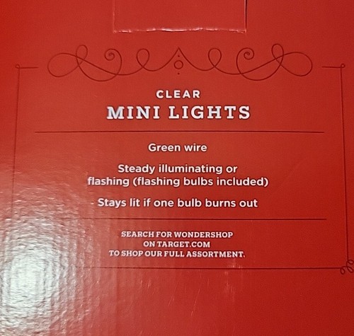 Wondershop 100 ct Clear Mini Lights Green Wire indoor / Outdoor 24’8” Long. NEW - Picture 2 of 2