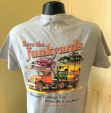 Save the Junkyards T-Shirt Sport Grey Vintage Old Hot Rodder Flathead Guys Tee 