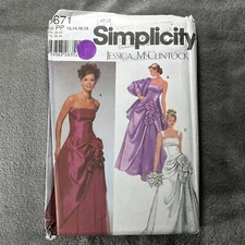Simplicity Pattern 5671 Jessica McClintock Formal Dress Shaw Sz 12-18 Bridal Y2K
