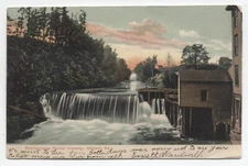 ME ~ Messalonskee Stream Cascade & Mill OAKLAND Maine 1907 Kennebec Co Postcard