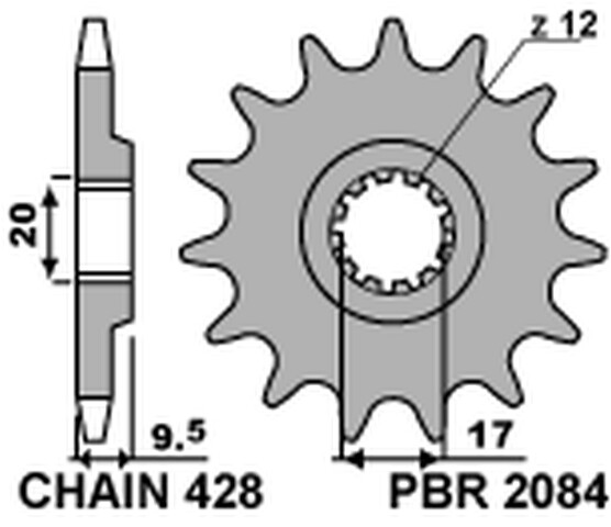 Pignon avant JTF1907.14 à 14 dents pour moto de cross KTM SX 85 de 2004 à 2018