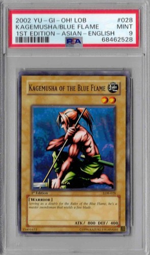2002 Yu-Gi-Oh LOB 1st Ed. Asian/Eng. #028, Kagemusha/Blue Flame PSA 9, Mint