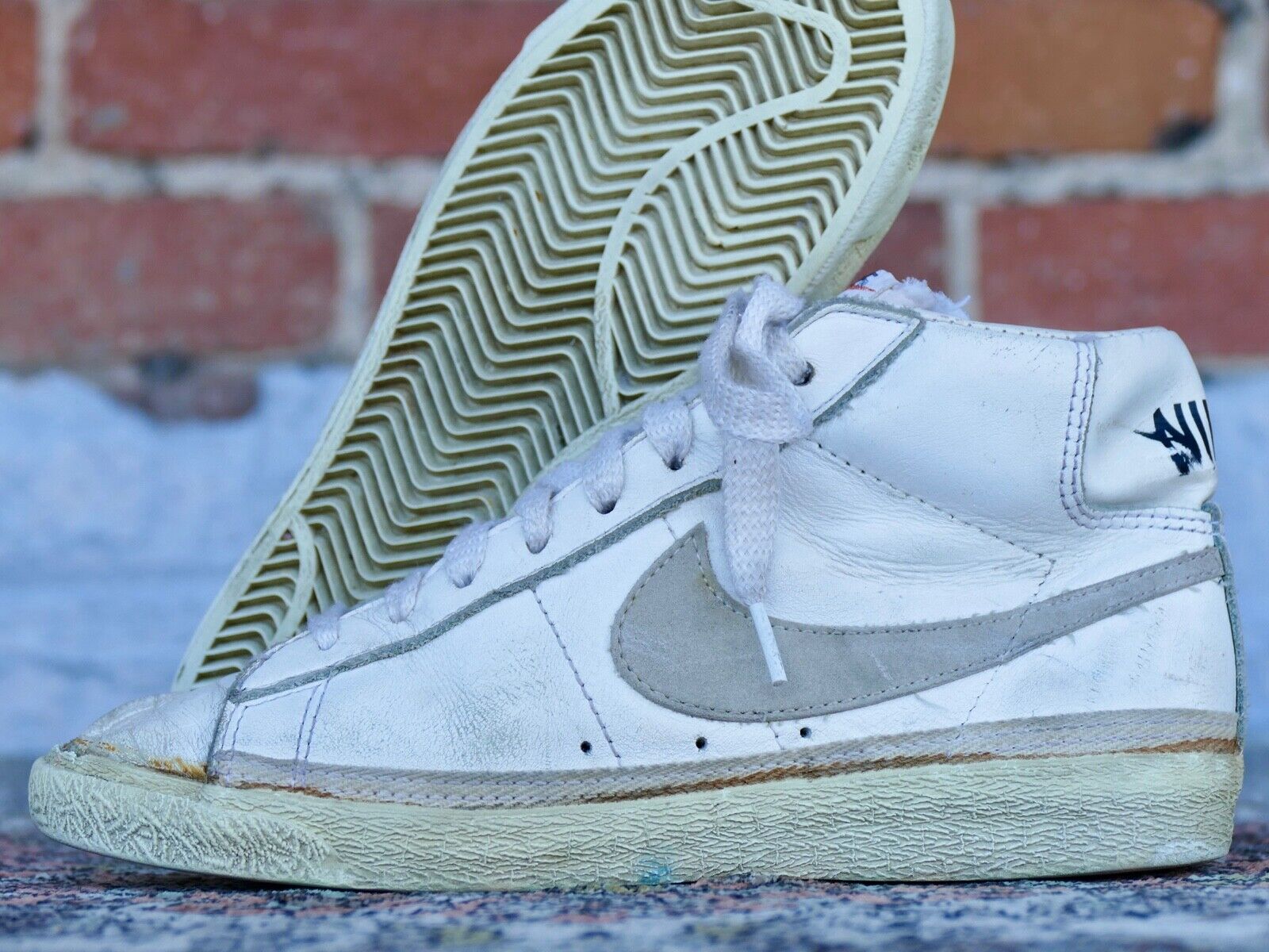 taburete Bonito sábado 1980 Nike Blazer Mid Sz 6.5 leather white - og vintage 80s bruin all court  1980s | eBay