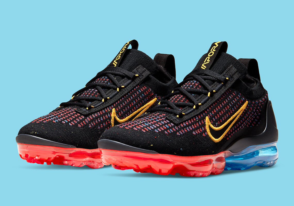 Nike Vapormax 2021 FK NN Flyknit Black Gold Multicolor Blue Red DV2118-001  Men's | eBay