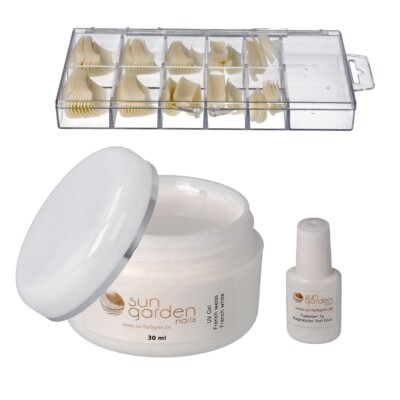 Sun Garden Nails Frenchgel weiss 30ml + 100er Tipbox + 7ml Tipkleber