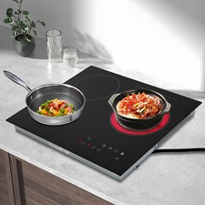24" 3-Burner Built-in Electric Cooktop Ceramic Stove Top Touch Timing 110V 2600W