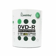 Smartbuy DVD-R 16X 4.7GB/120Min White Inkjet Hub Printable Blank Recordable Disc