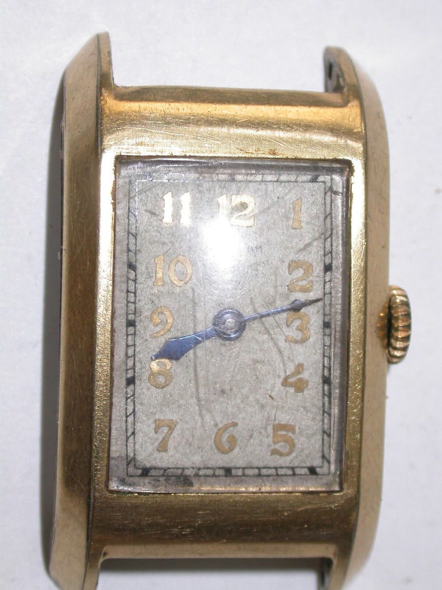 Vintage 1930 Waltham tank style wrist watch 17j gold filled top