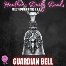 Guardian Angel Wings Motorcycle Rider Bell Free Chain Necklace Biker Luck Ryder 