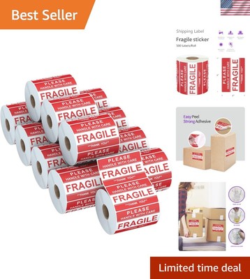12 Rolls 3 x 2 inch Handle with Care Fragile Thank You Warning Packing Shippi...